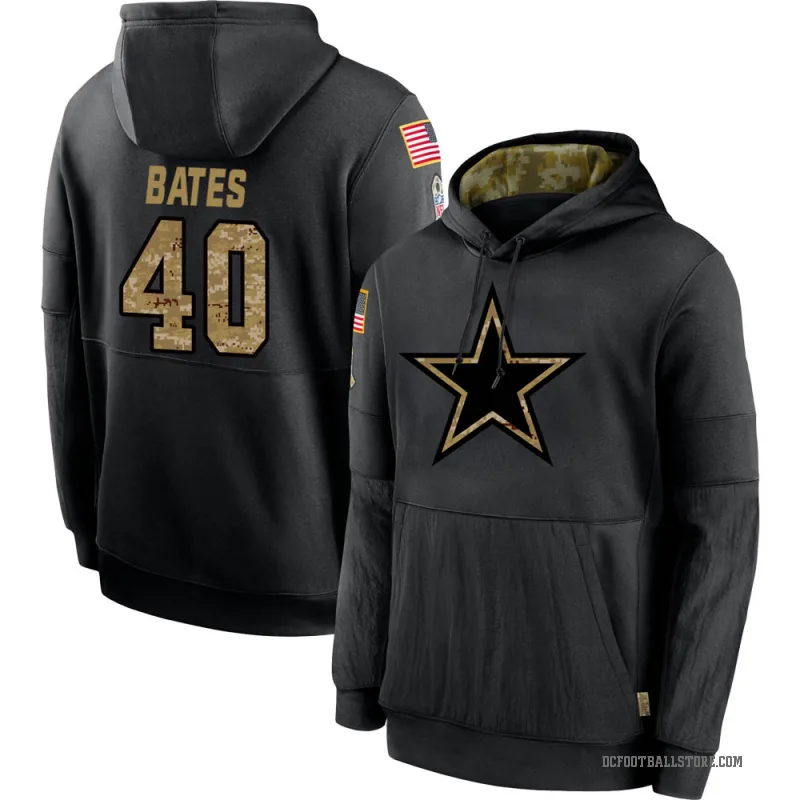Bill Bates Youth Black Dallas Cowboys 2020 Salute to Service Sideline Performance Pullover Hoodie