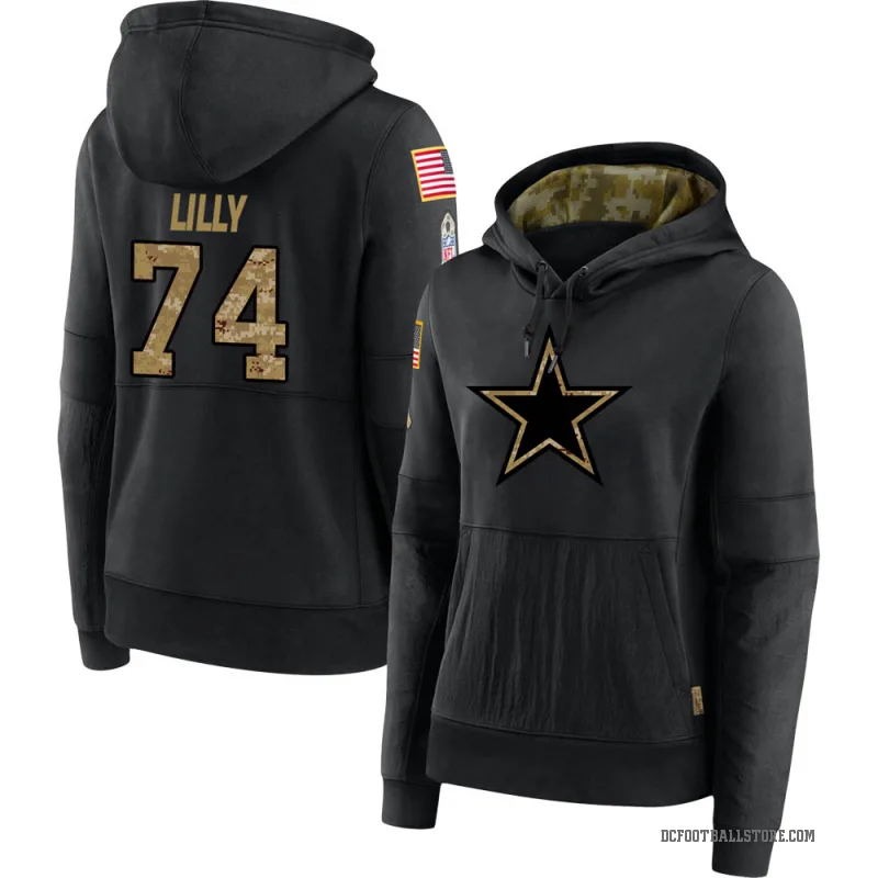 Bob Lilly Women's Black Dallas Cowboys 2020 Salute to Service Sideline Performance Pullover Hoodie