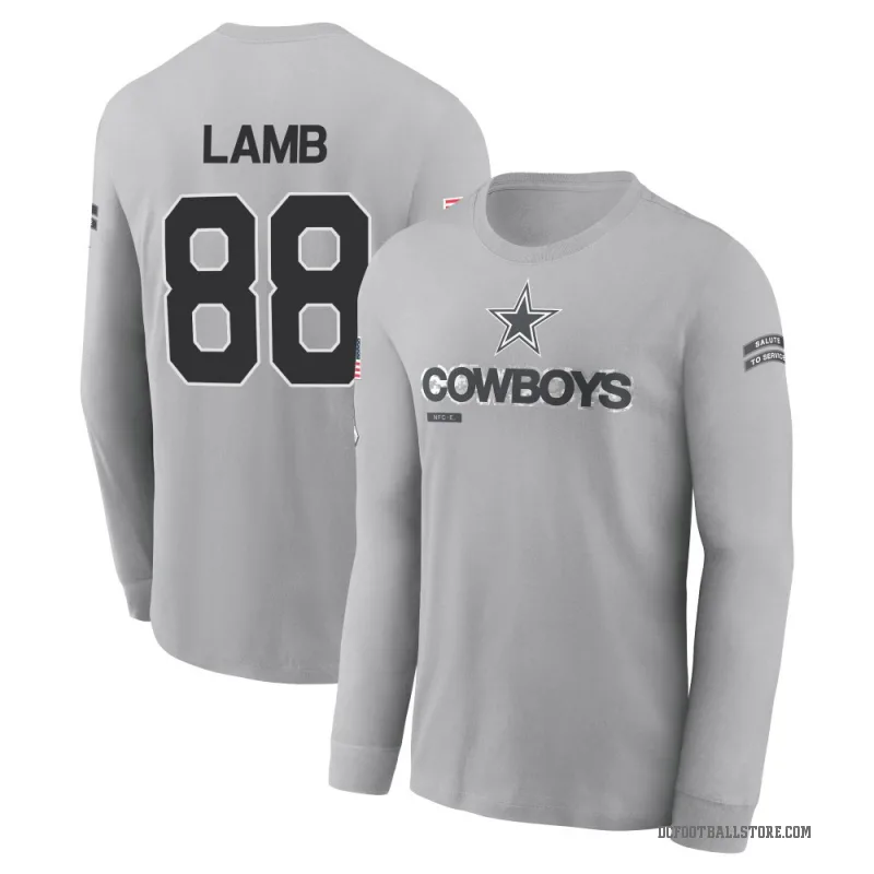 CeeDee Lamb Men's Gray Dallas Cowboys 2024 Salute to Service Long Sleeve T-Shirt