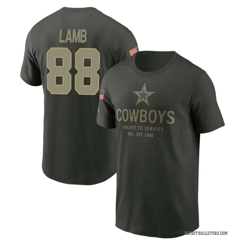 CeeDee Lamb Men's Green Dallas Cowboys Forest/ 2025 Salute to Service Sideline Primary Edge T-Shirt