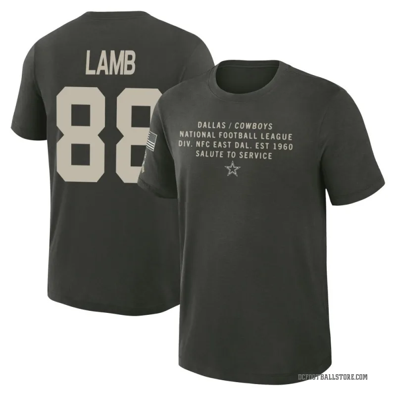 CeeDee Lamb Men's Green Dallas Cowboys Forest/ 2025 Salute to Service Sideline Slub T-Shirt