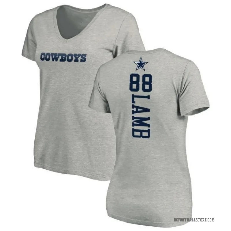 CeeDee Lamb Women's Ash Dallas Cowboys Backer Slim Fit T-Shirt -