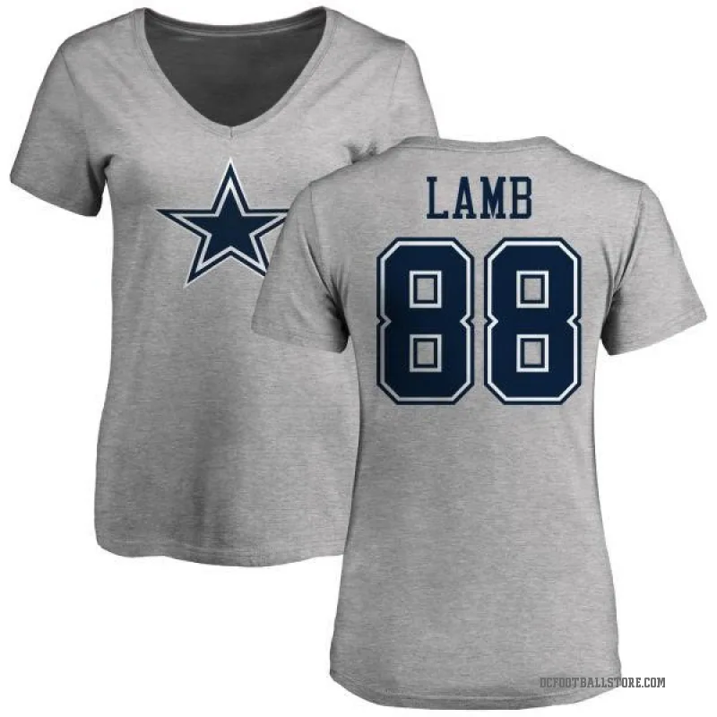 CeeDee Lamb Women's Ash Dallas Cowboys Logo T-Shirt -