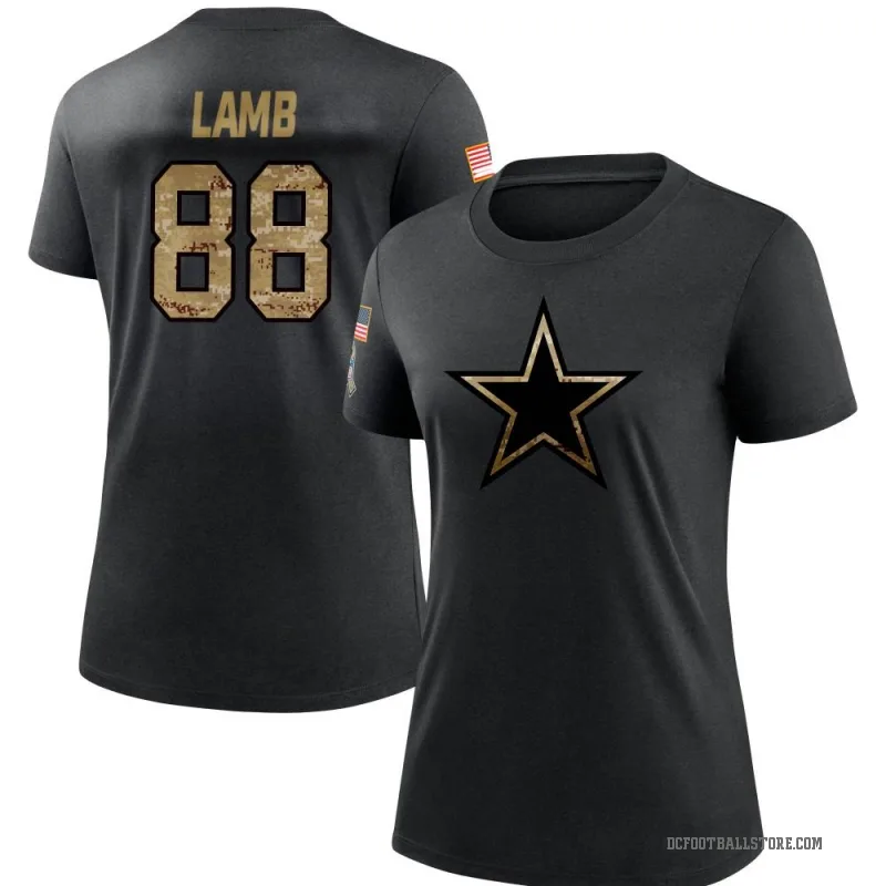 CeeDee Lamb Women's Black Dallas Cowboys 2020 Salute To Service Performance T-Shirt