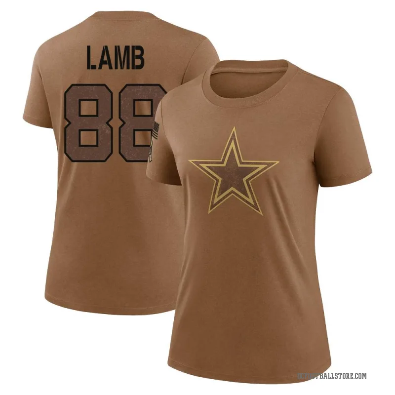 CeeDee Lamb Women's Brown Dallas Cowboys 2023 Salute To Service Performance T-Shirt