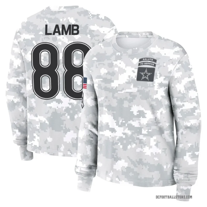 CeeDee Lamb Women's Camo Dallas Cowboys Arctic 2024 Salute to Service Long Sleeve T-Shirt