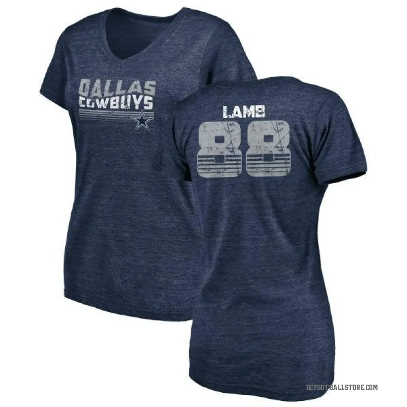 CeeDee Lamb Women's Navy Dallas Cowboys Retro V-Neck T-Shirt -