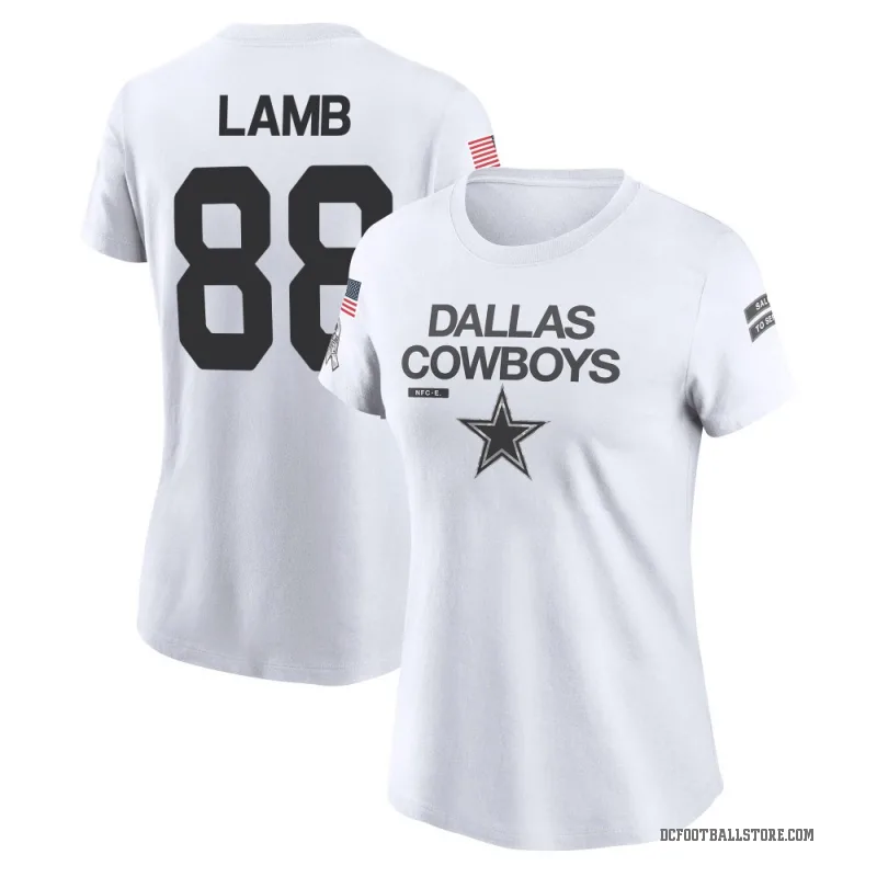 CeeDee Lamb Women's White Dallas Cowboys 2024 Salute to Service Performance T-Shirt