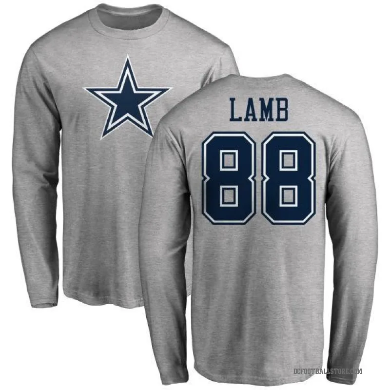CeeDee Lamb Youth Ash Dallas Cowboys Logo Long Sleeve T-Shirt -
