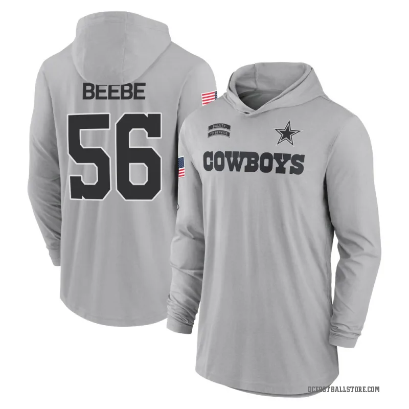 Cooper Beebe Youth Gray Dallas Cowboys 2024 Salute to Service Lightweight Performance Long Sleeve Hooded T-Shirt