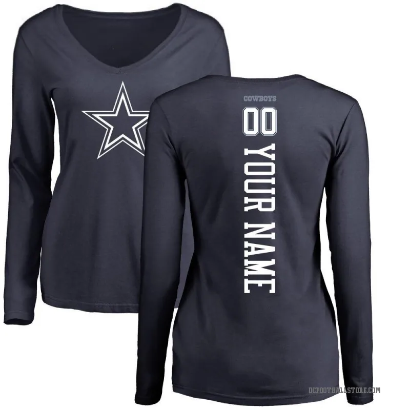 Custom Women's Navy Dallas Cowboys Backer Long Sleeve T-Shirt -