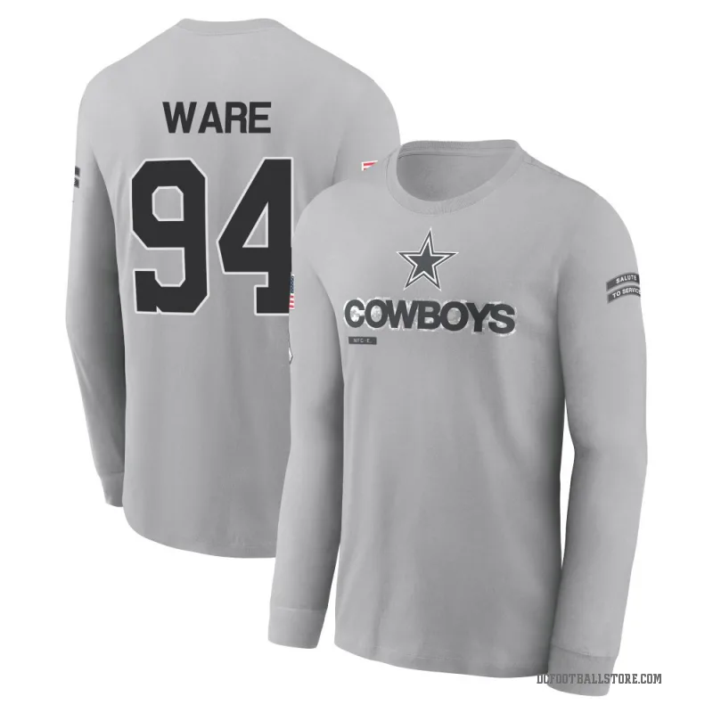 DeMarcus Ware Men's Gray Dallas Cowboys 2024 Salute to Service Long Sleeve T-Shirt