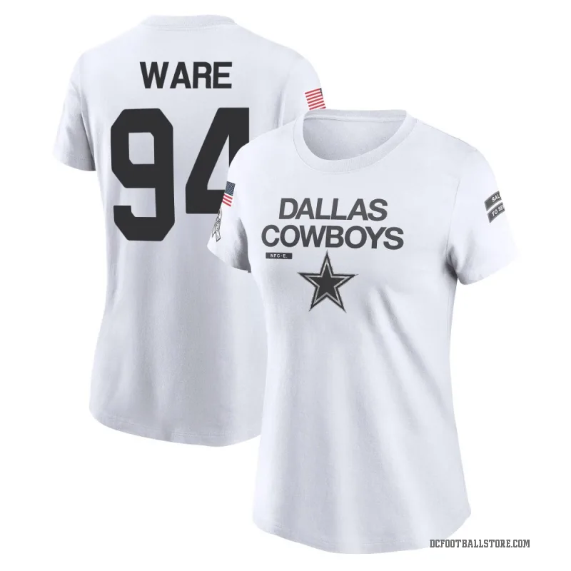 DeMarcus Ware Women's White Dallas Cowboys 2024 Salute to Service Performance T-Shirt