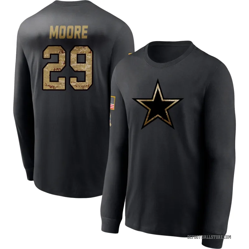 Devin Moore Youth Black Dallas Cowboys 2020 Salute To Service Sideline Performance Long Sleeve T-Shirt
