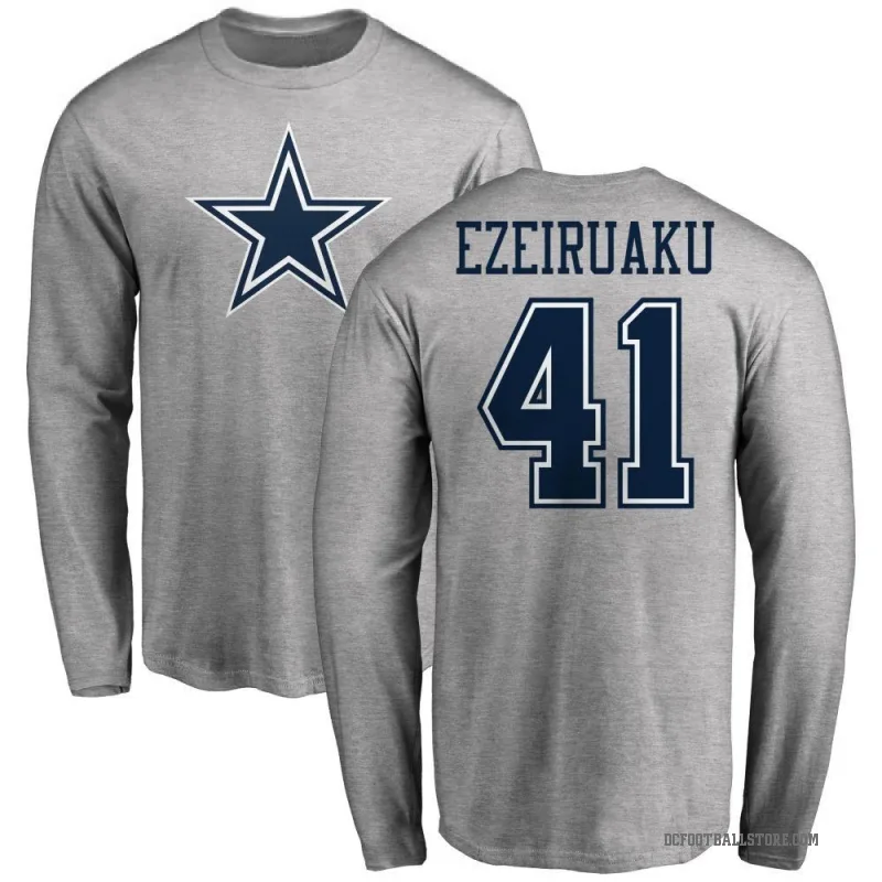 Donovan Ezeiruaku Men's Ash Dallas Cowboys Logo Long Sleeve T-Shirt -
