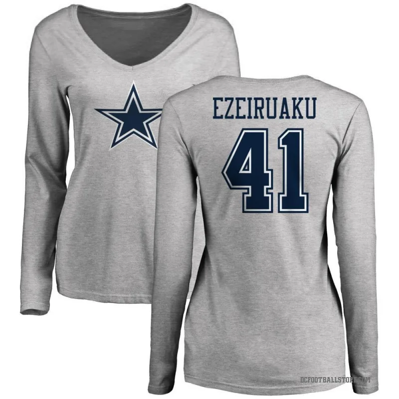 Donovan Ezeiruaku Women's Ash Dallas Cowboys Logo Long Sleeve T-Shirt -