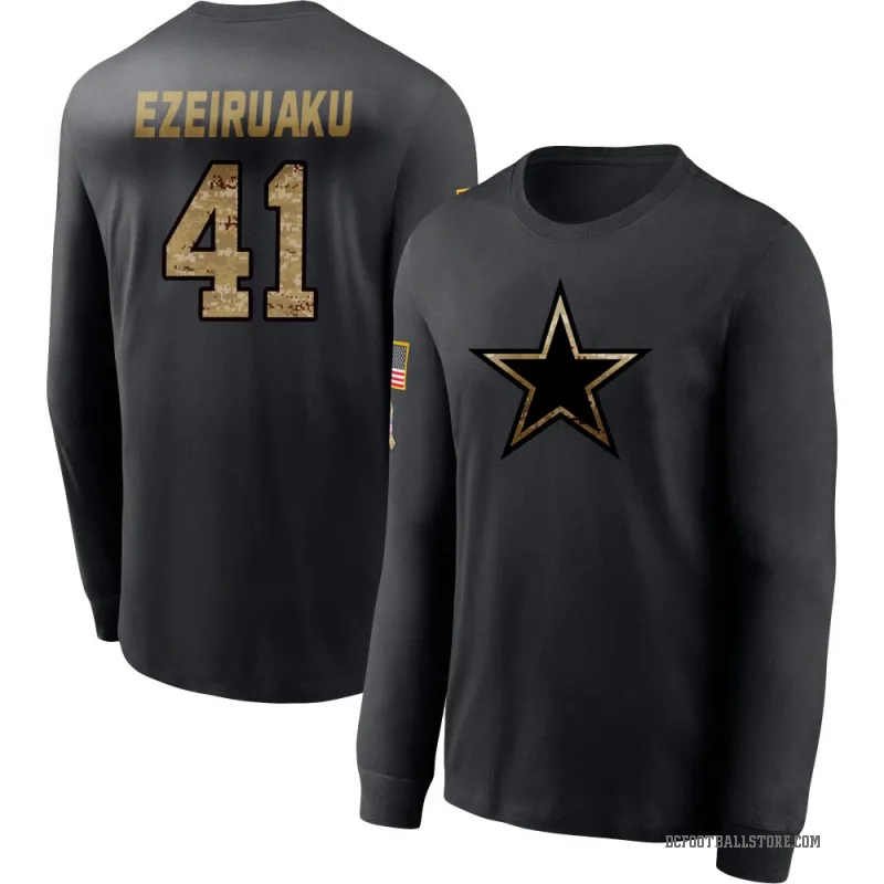 Donovan Ezeiruaku Youth Black Dallas Cowboys 2020 Salute To Service Sideline Performance Long Sleeve T-Shirt