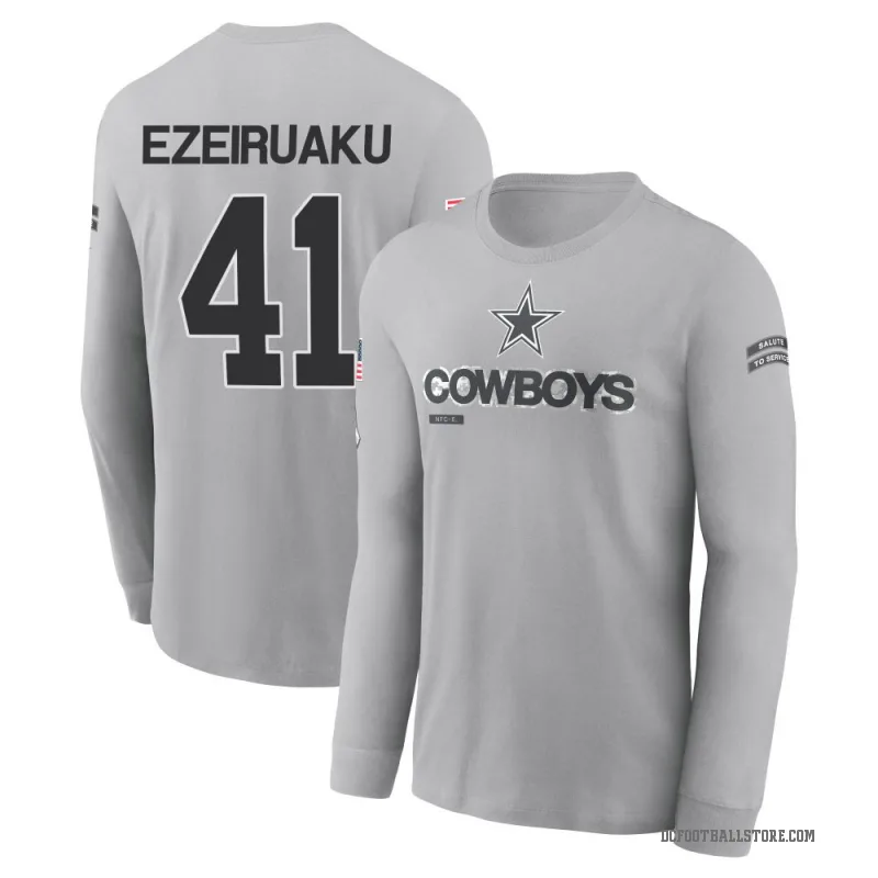 Donovan Ezeiruaku Youth Gray Dallas Cowboys 2024 Salute to Service Long Sleeve T-Shirt