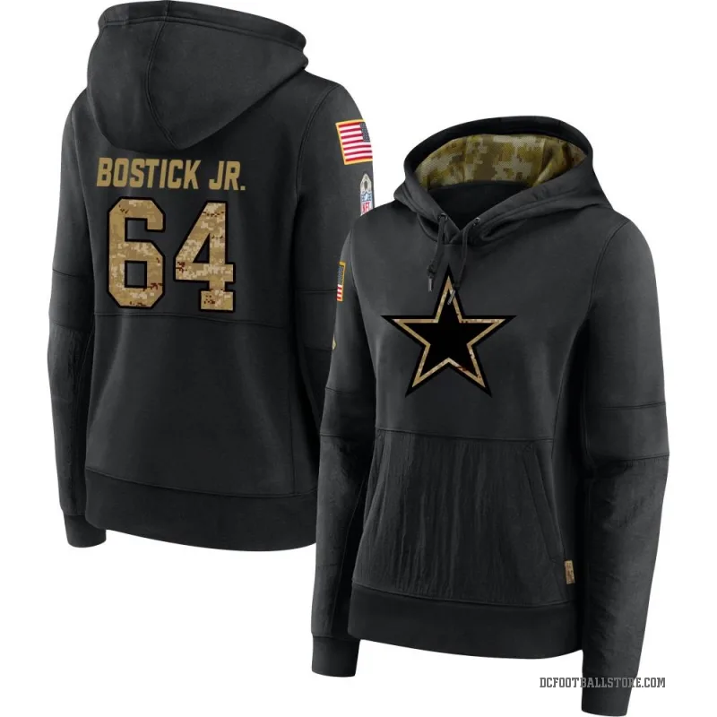 Earl Bostick Jr. Women's Black Dallas Cowboys 2020 Salute to Service Sideline Performance Pullover Hoodie