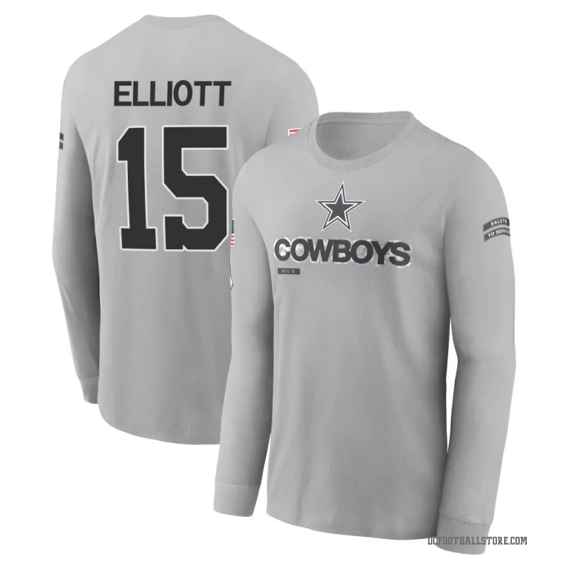 Ezekiel Elliott Men's Gray Dallas Cowboys 2024 Salute to Service Long Sleeve T-Shirt