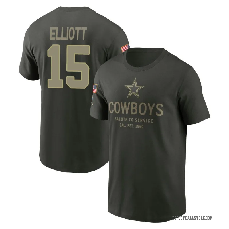 Ezekiel Elliott Men's Green Dallas Cowboys Forest/ 2025 Salute to Service Sideline Primary Edge T-Shirt