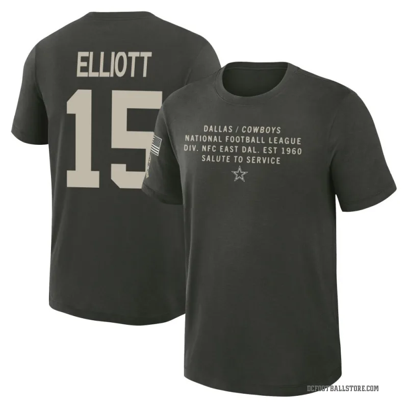 Ezekiel Elliott Men's Green Dallas Cowboys Forest/ 2025 Salute to Service Sideline Slub T-Shirt