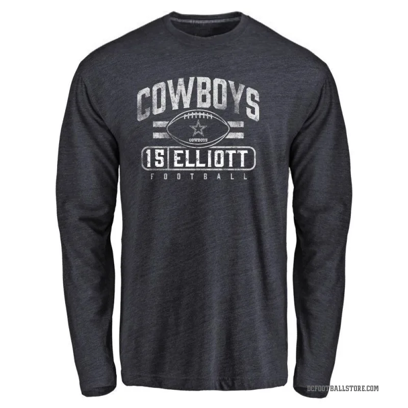 Ezekiel Elliott Men's Navy Dallas Cowboys Flanker Long Sleeve T-Shirt -