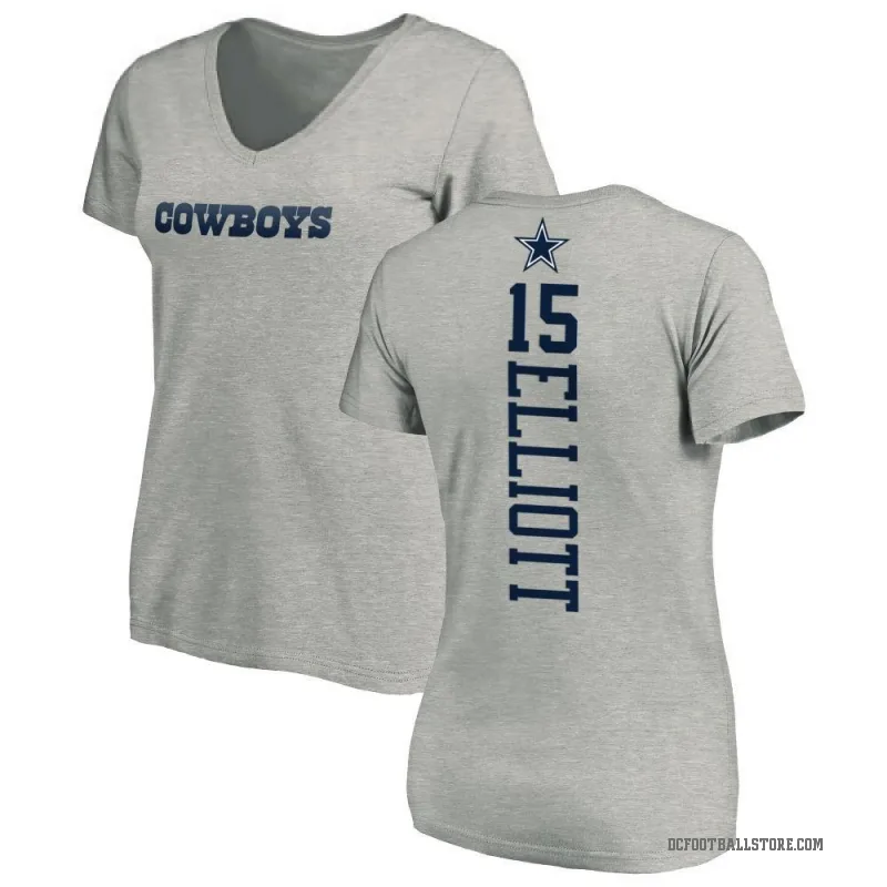 Ezekiel Elliott Women's Ash Dallas Cowboys Backer Slim Fit T-Shirt -