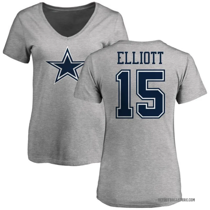 Ezekiel Elliott Women's Ash Dallas Cowboys Logo T-Shirt -
