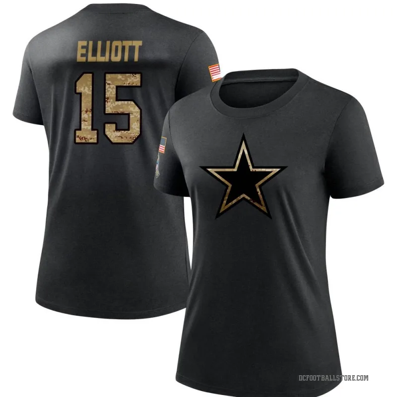Ezekiel Elliott Women's Black Dallas Cowboys 2020 Salute To Service Performance T-Shirt