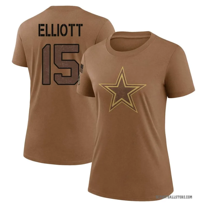 Ezekiel Elliott Women's Brown Dallas Cowboys 2023 Salute To Service Performance T-Shirt