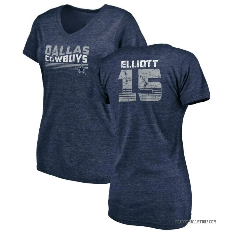 Ezekiel Elliott Women's Navy Dallas Cowboys Retro V-Neck T-Shirt -