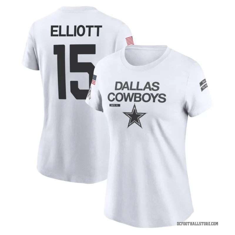 Ezekiel Elliott Women's White Dallas Cowboys 2024 Salute to Service Performance T-Shirt