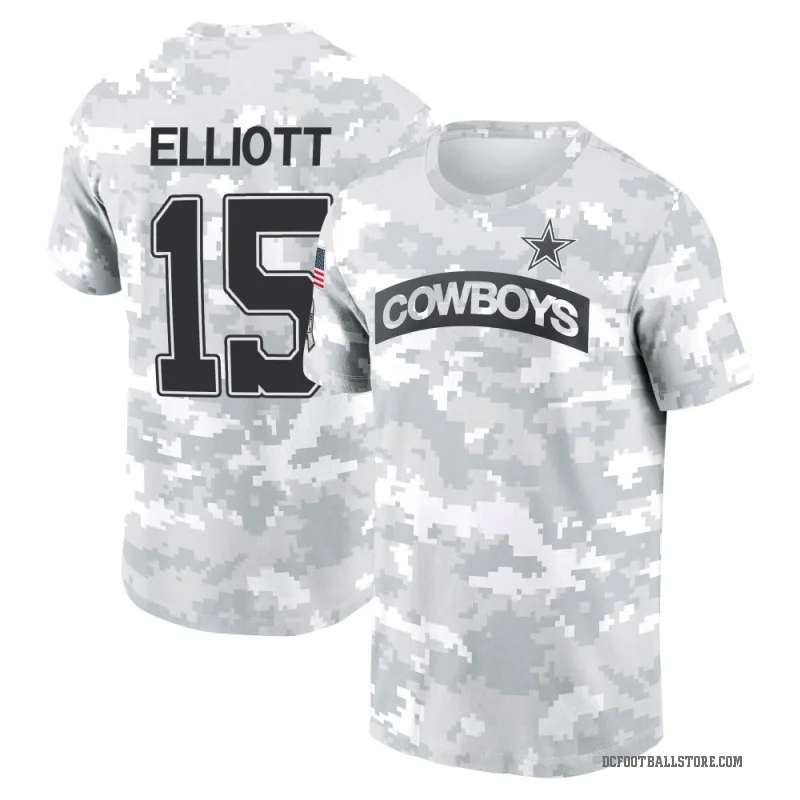 Ezekiel Elliott Youth Camo Dallas Cowboys Arctic 2024 Salute to Service Performance T-Shirt