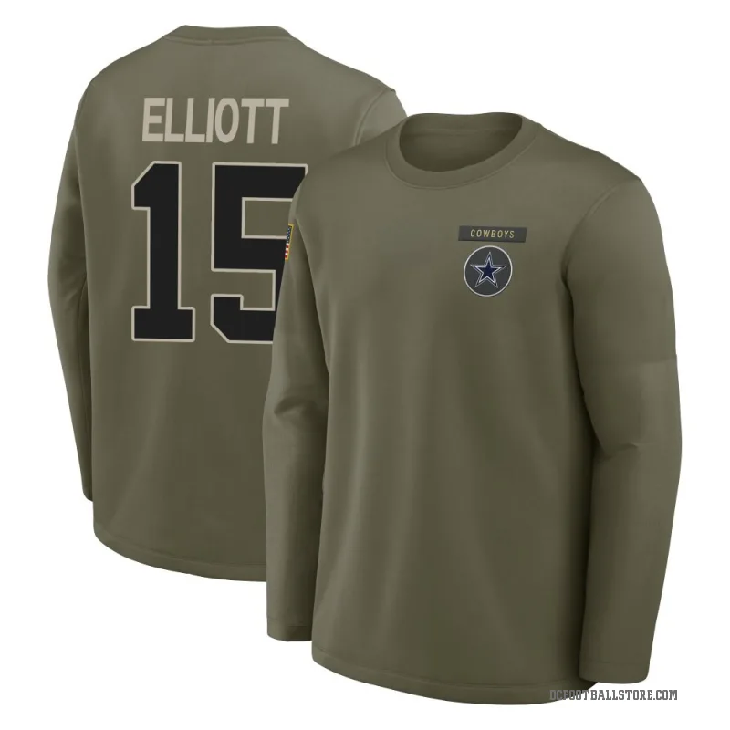 Ezekiel Elliott Youth Olive Dallas Cowboys 2025 Salute to Service Sideline Coaches Long Sleeve T-Shirt