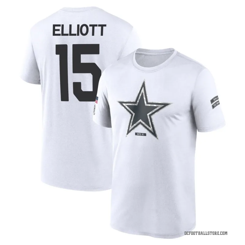 Ezekiel Elliott Youth White Dallas Cowboys 2024 Salute to Service Performance T-Shirt