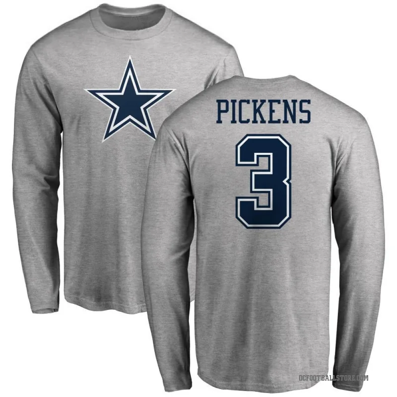 George Pickens Men's Ash Dallas Cowboys Logo Long Sleeve T-Shirt -
