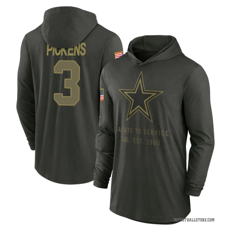 George Pickens Men's Green Dallas Cowboys Forest/ 2025 Salute to Service Sideline Lightweight Hooded Pullover Long Sleeve T-Shir