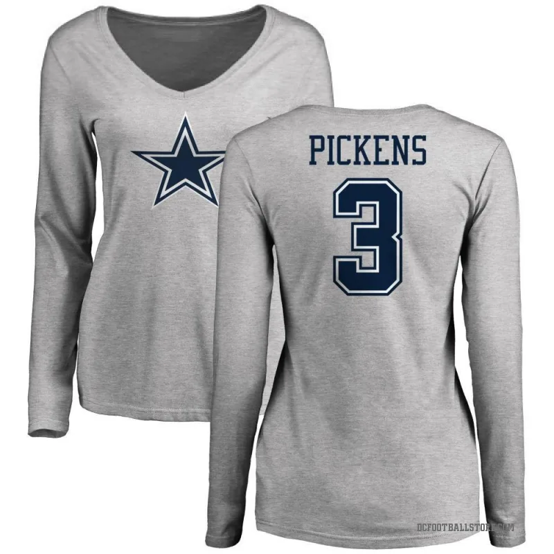 George Pickens Women's Ash Dallas Cowboys Logo Long Sleeve T-Shirt -