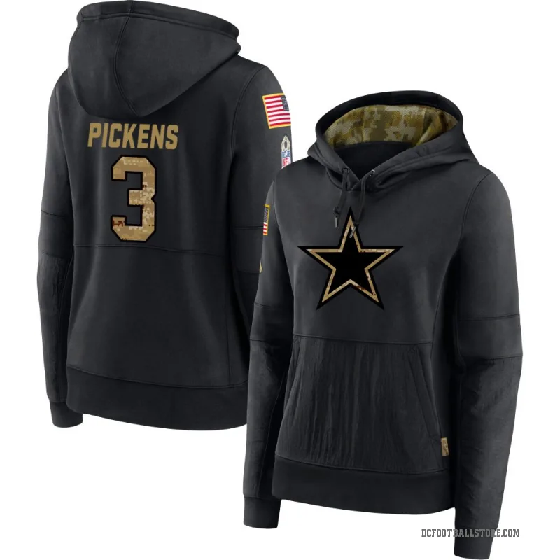 George Pickens Women's Black Dallas Cowboys 2020 Salute to Service Sideline Performance Pullover Hoodie