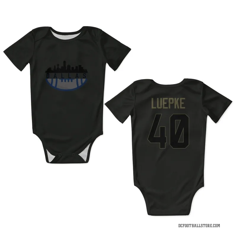 Hunter Luepke  Black Dallas Cowboys  Service Newborn & Infant Bodysuit