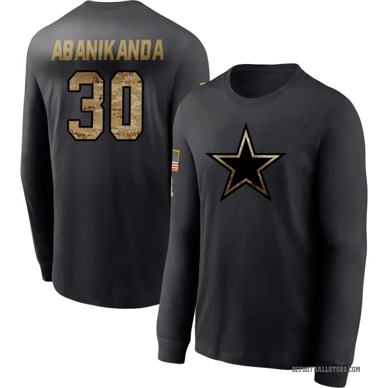Israel Abanikanda Men's Black Dallas Cowboys 2020 Salute To Service Sideline Performance Long Sleeve T-Shirt