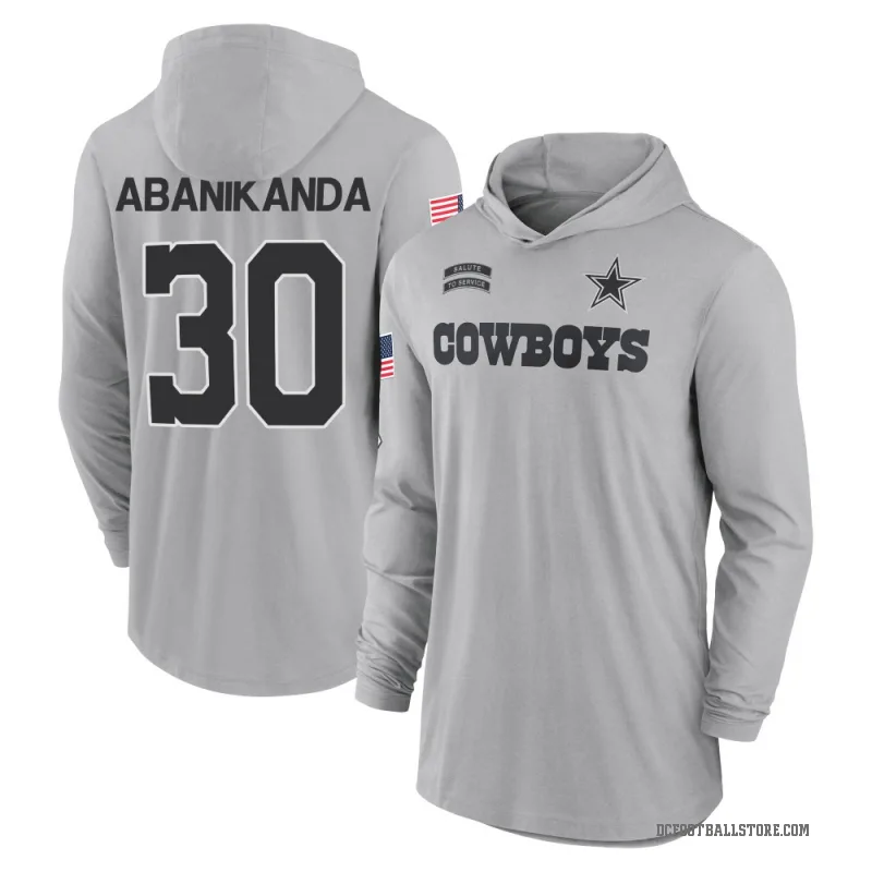 Israel Abanikanda Men's Gray Dallas Cowboys 2024 Salute to Service Lightweight Performance Long Sleeve Hooded T-Shirt