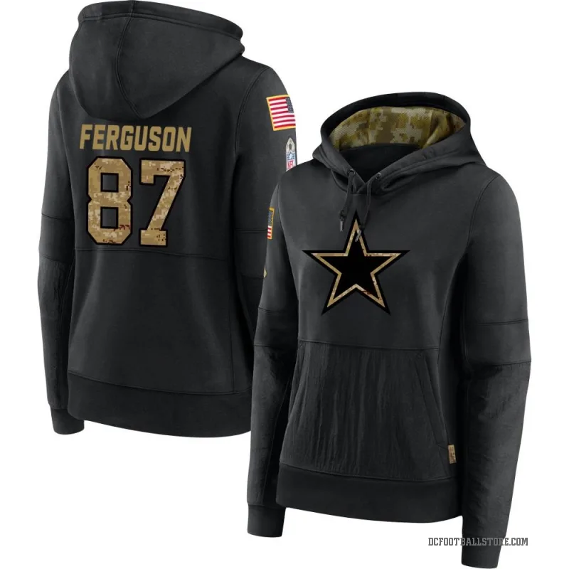 Jake Ferguson Women's Black Dallas Cowboys 2020 Salute to Service Sideline Performance Pullover Hoodie