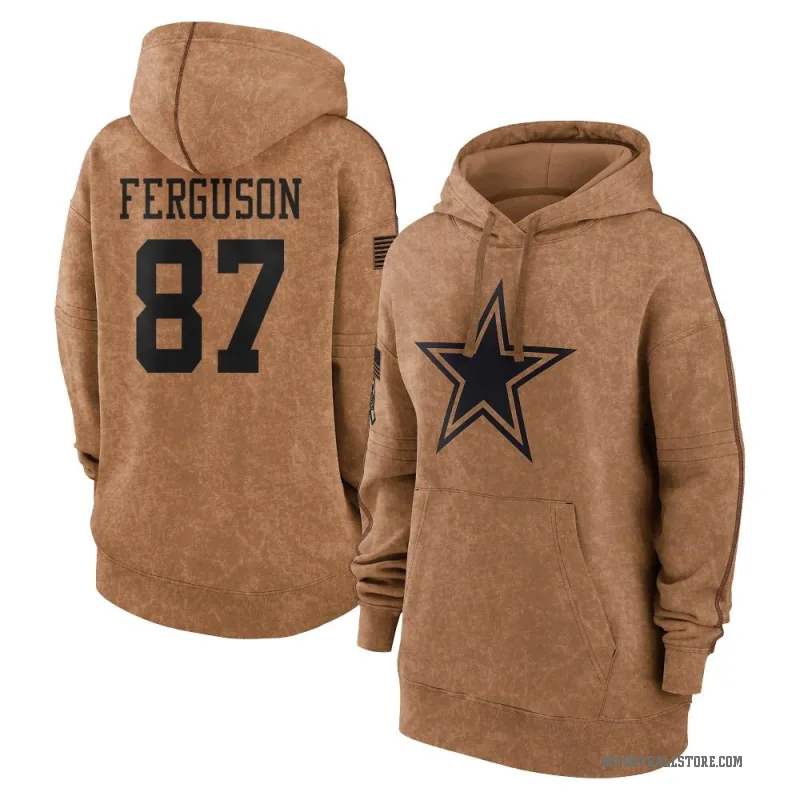 Jake Ferguson Women's Brown Dallas Cowboys 2023 Salute To Service Pullover Hoodie