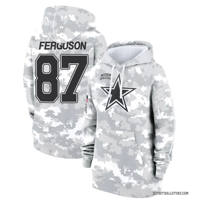 Jake Ferguson Women's Camo Dallas Cowboys Arctic 2024 Salute to Service Club Fleece Pullover Hoodie