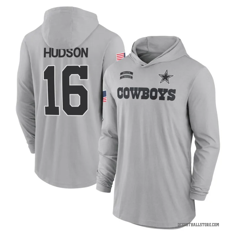 Jordan Hudson Men's Gray Dallas Cowboys 2024 Salute to Service Lightweight Performance Long Sleeve Hooded T-Shirt
