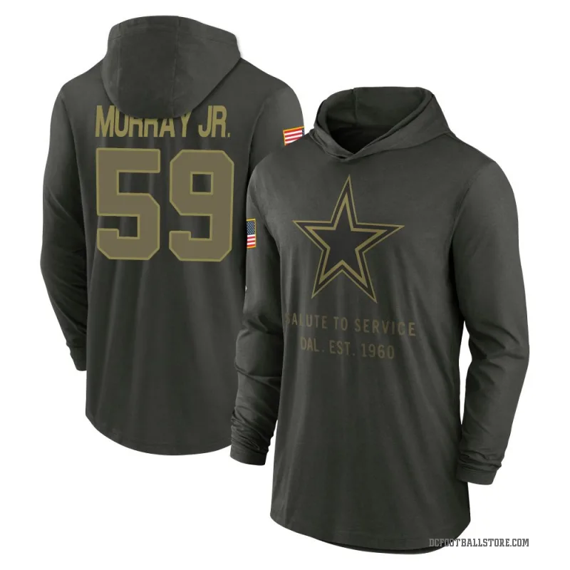 Kenneth Murray Jr. Men's Green Dallas Cowboys Forest/ 2025 Salute to Service Sideline Lightweight Hooded Pullover Long Sleeve T-