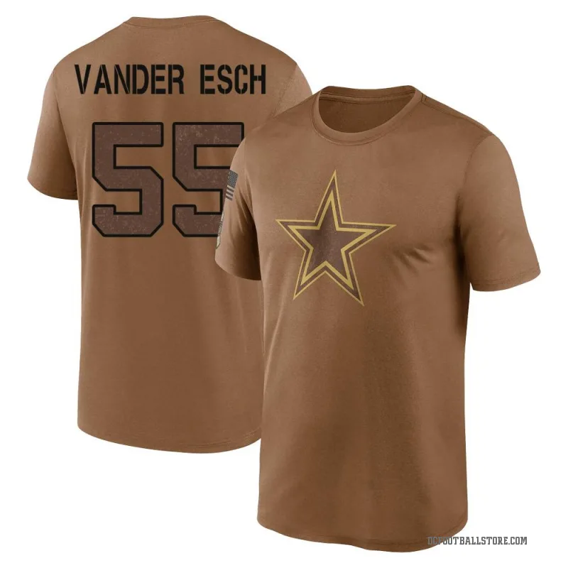 Leighton Vander Esch Men's Brown Dallas Cowboys 2023 Salute To Service Performance T-Shirt