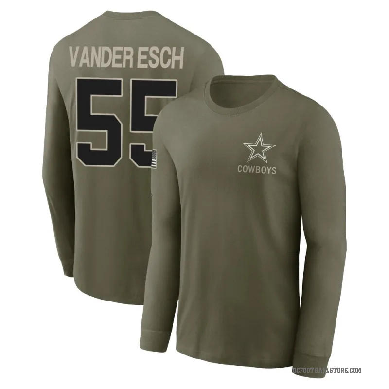 Leighton Vander Esch Men's Olive Dallas Cowboys 2025 Salute to Service Sideline Long Sleeve T-Shirt